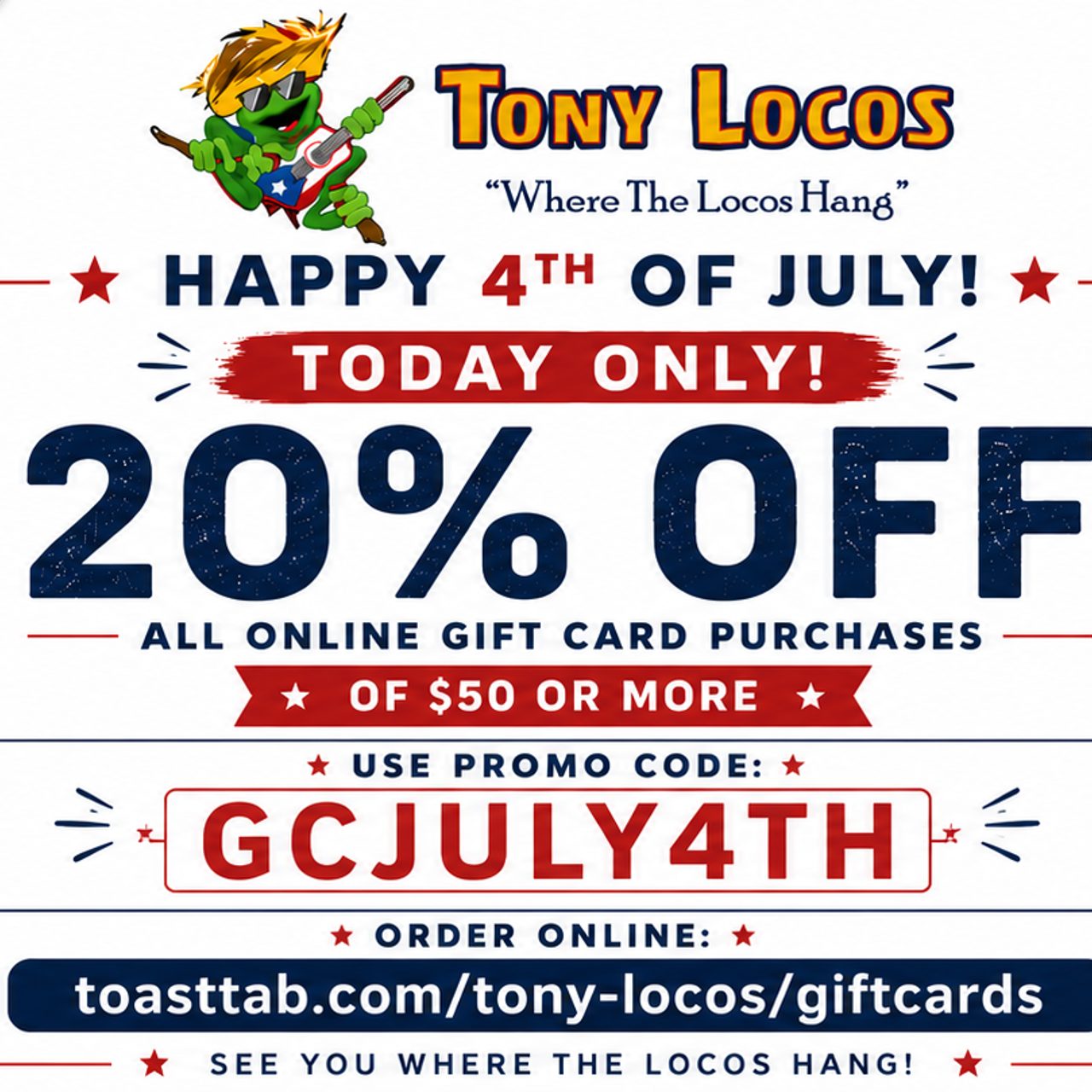 Our 4th of July Gift Card Sale is LIVE, but only until midnight!